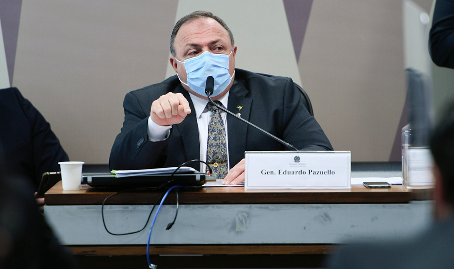 Pazuello durante depoimento à CPI da Covid no Senado. Foto: Agência Senado
