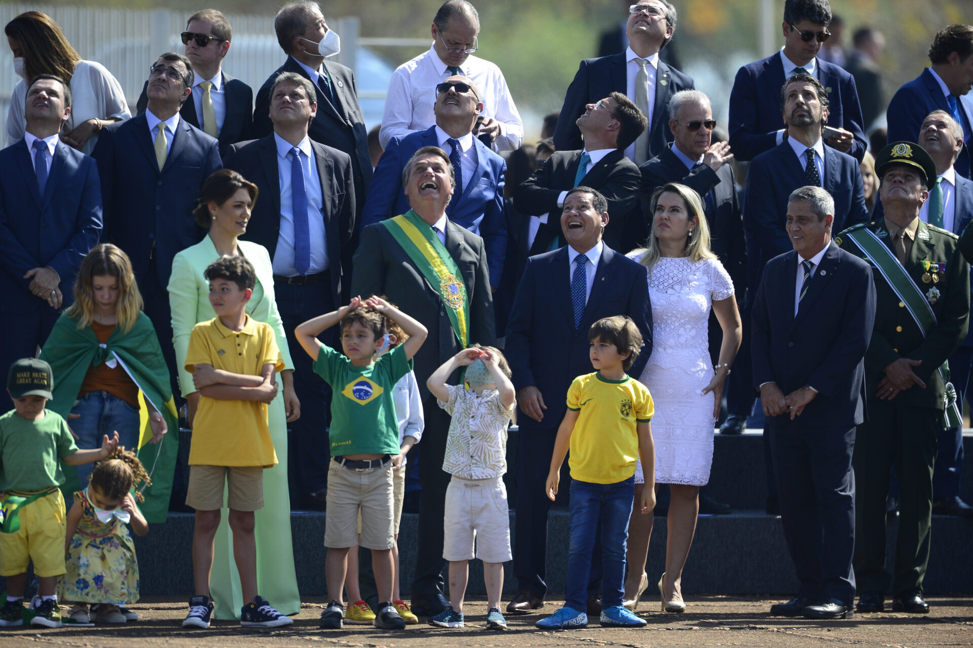 O presidente Jair Bolsonaro e ministros participam de cerimônia comemorativa do 7 de Setembro, no Palácio da Alvorada.