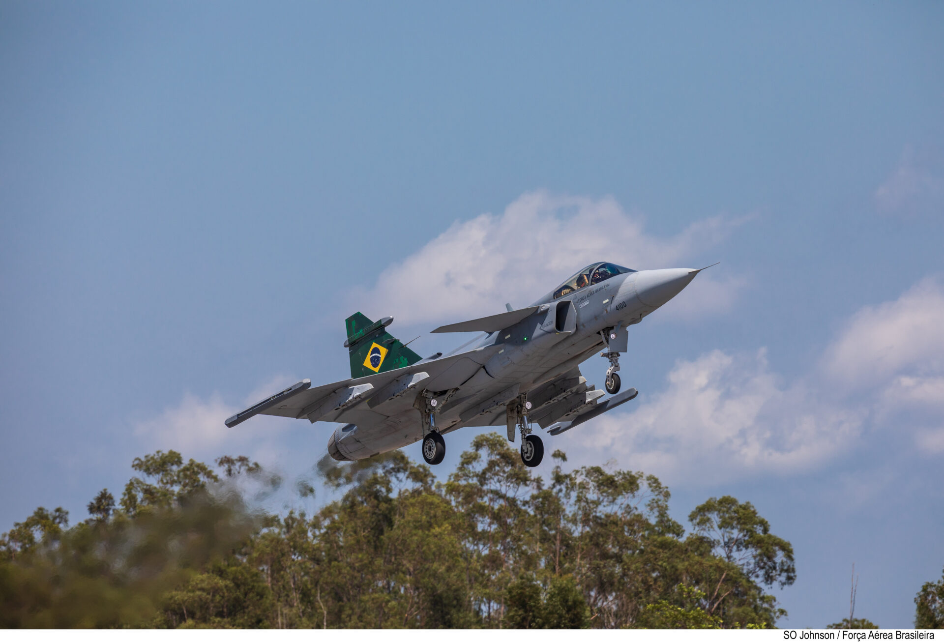 O novo caça F-39E Gripen da Força Aérea Brasileira (FAB). Foto: FAB
