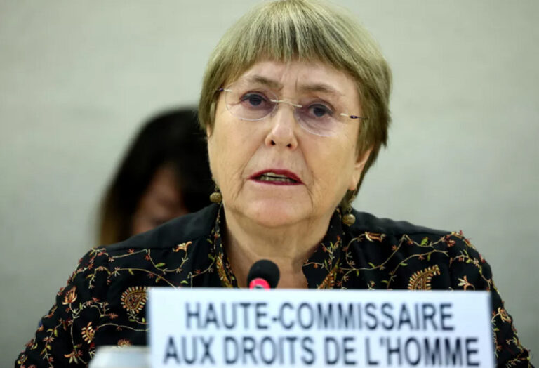 A Alta Comissária da ONU para os Direitos Humanos, Michelle Bachelet, em sessão de abertura do Conselho de Direitos Humanos, em Genebra, em 13 de junho de 2022. — Foto: Denis Balibouse/ Reuters
