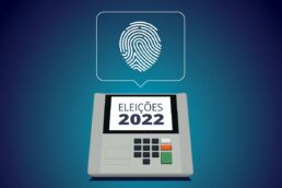 Eleições 2022 escrita na urna eletrônica | Imagem: Gustavo Preiss/Shutterstock