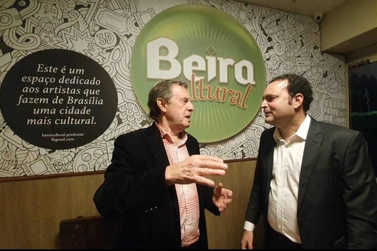 Autor Carlos Marchi e Marco Marrafon, no lançamento do livro Longa Jornada até a Democracia, em Brasília | Fotos: Cleomar Almeida/FAP