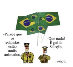 Charge parece que os golpistas estão muito animados. que nada . é gol da seleção